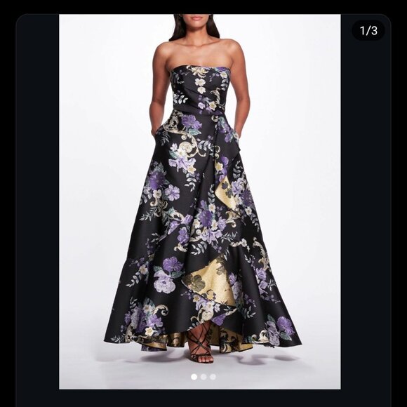 Marchesa Notte floral strapless gown size 4 - Picture 1 of 6